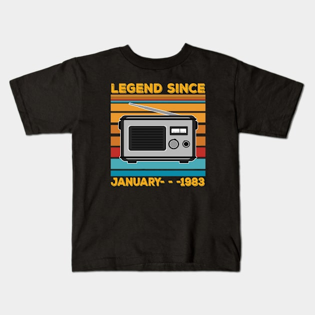 Legend Since 1983 Birthday 40th January Kids T-Shirt by kiwodesign